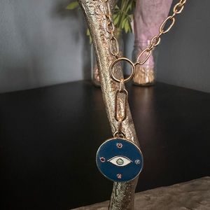 Evil Eye Blue Enamel Necklace